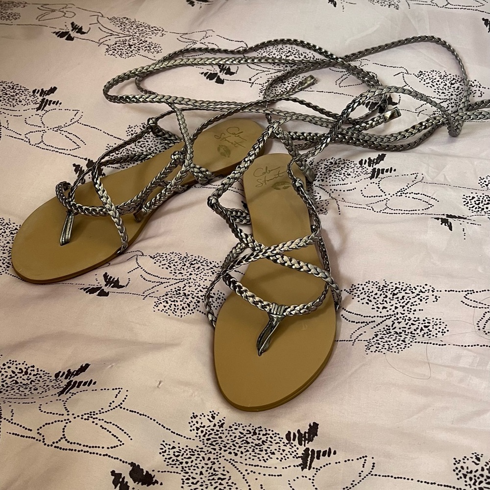 💜MS101 Colin Stuart MAN MADE UPPER BALANCE GOLDEN sandals 👡 size 8